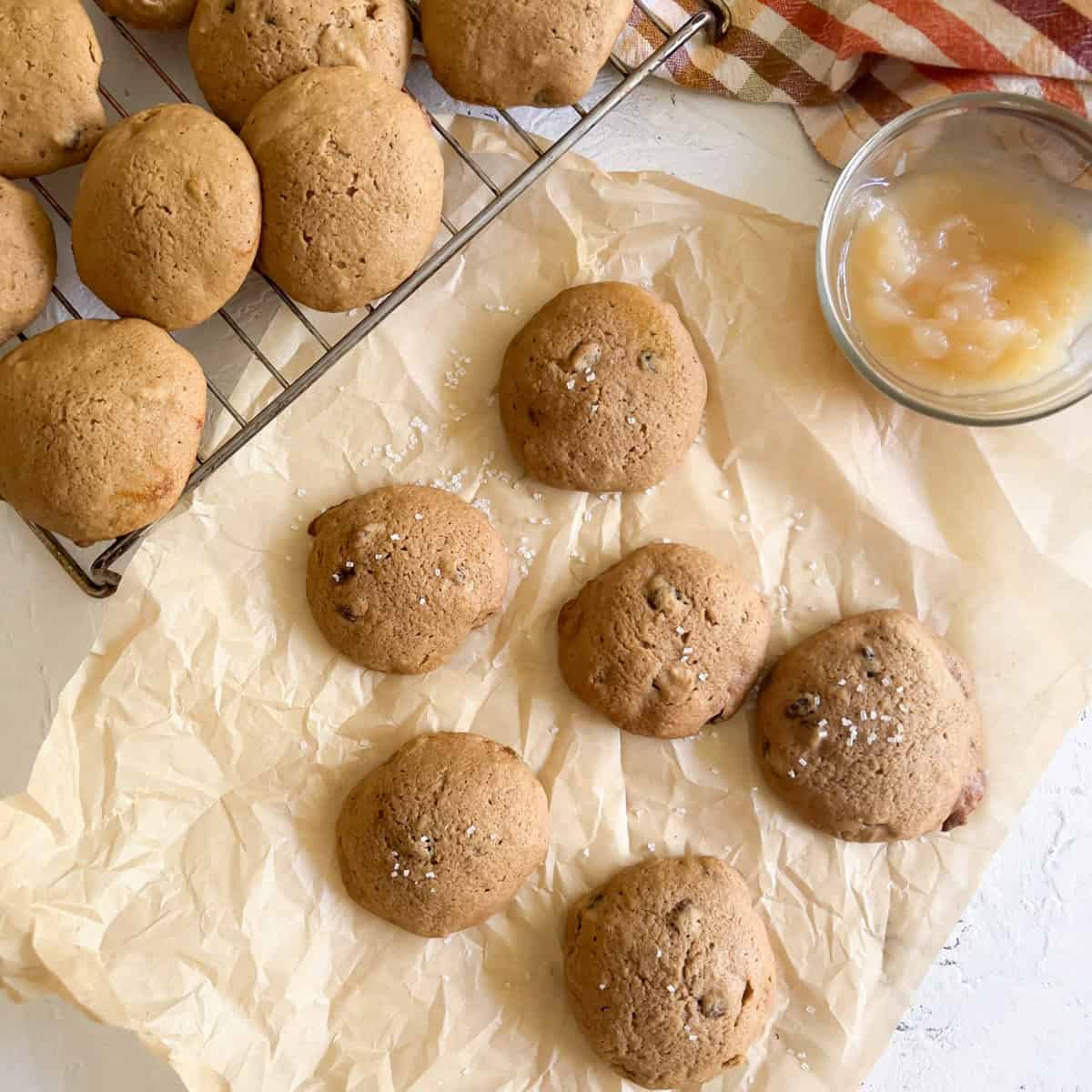 Applesauce Cookies on parchment paper.