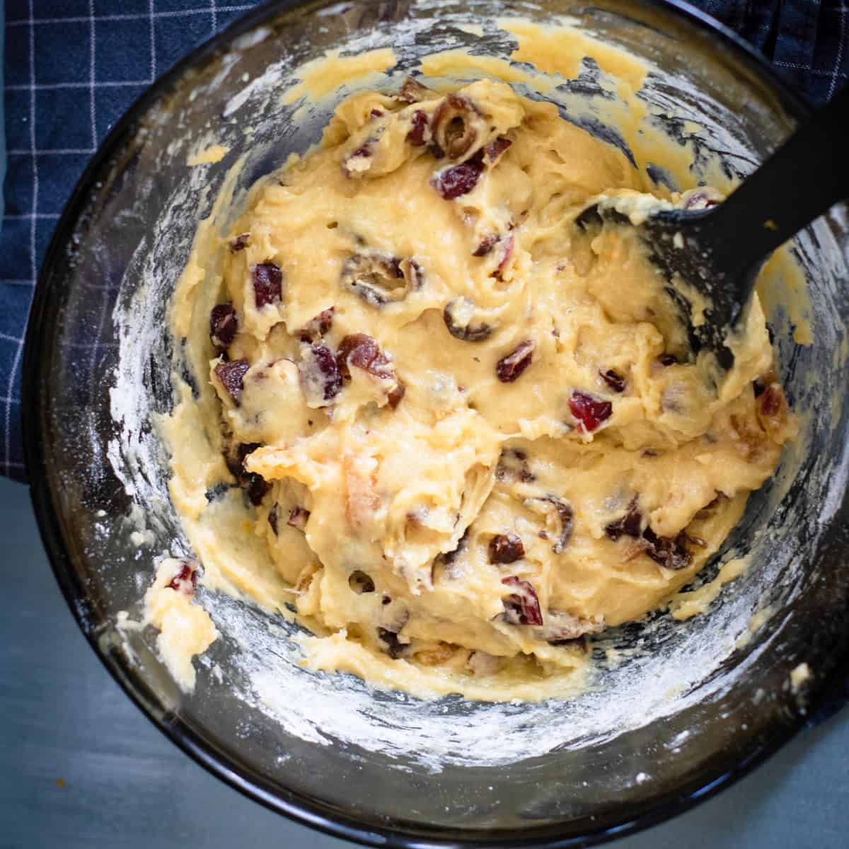 Biscotti dough in bowl.